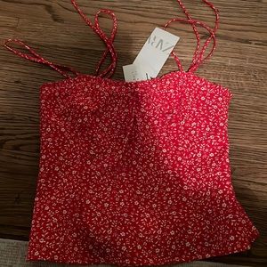 NWT Zara red floral tank - M